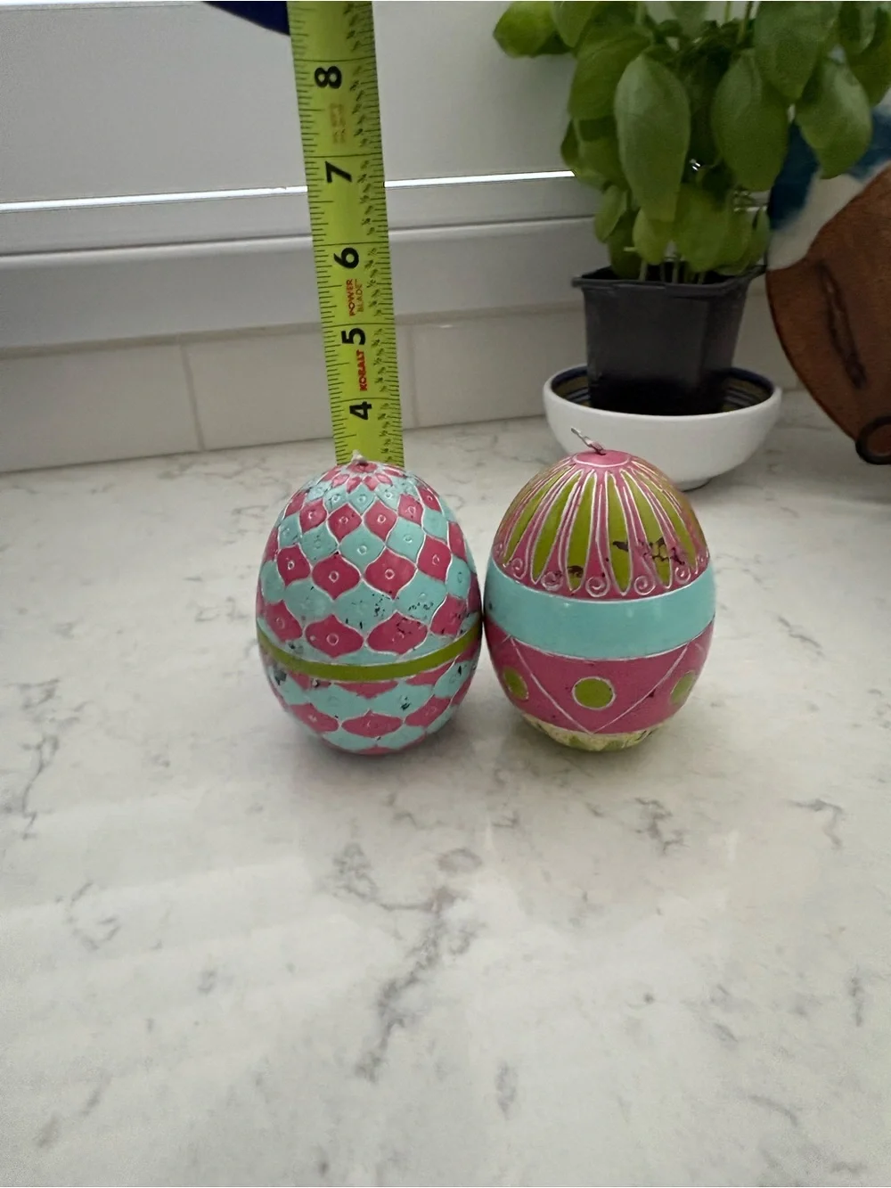 Pottery Barn Decorative Egg CANDLE Set in Turquoise, Pink & Green